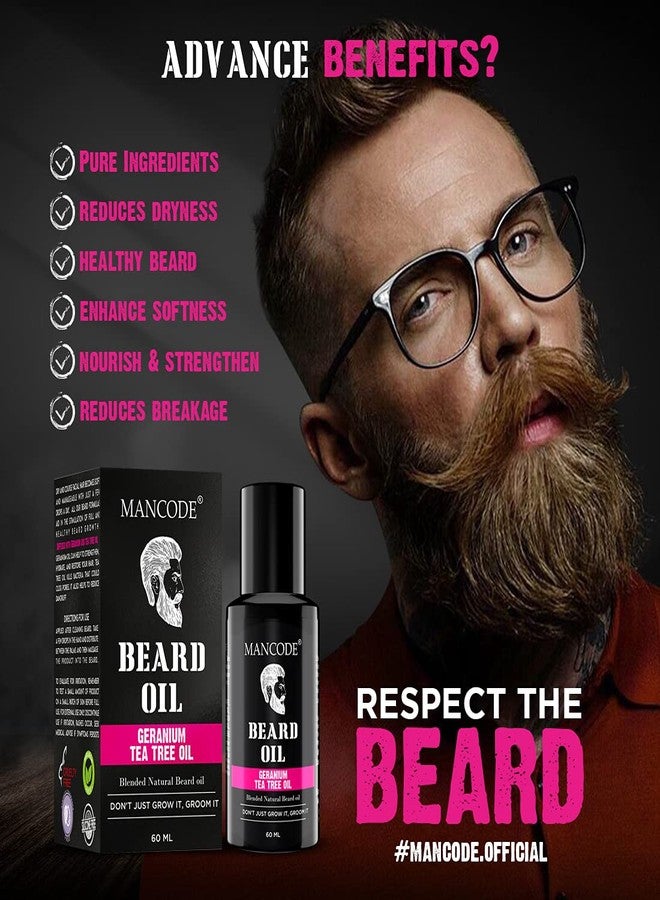 MAN CODE Mancode Beard Growth Oil for Men - 60ml More Beard Growth, With Geranium & Tea Tree Natural Oils including Vitamin E, Nourishment & Strengthening, No Harmful Chemicals - Image 3